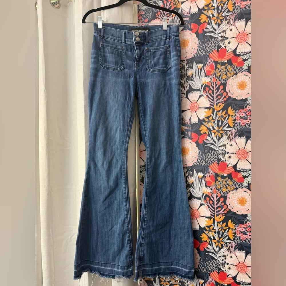 Express Dark Blue Flare Jeans- Well Loved